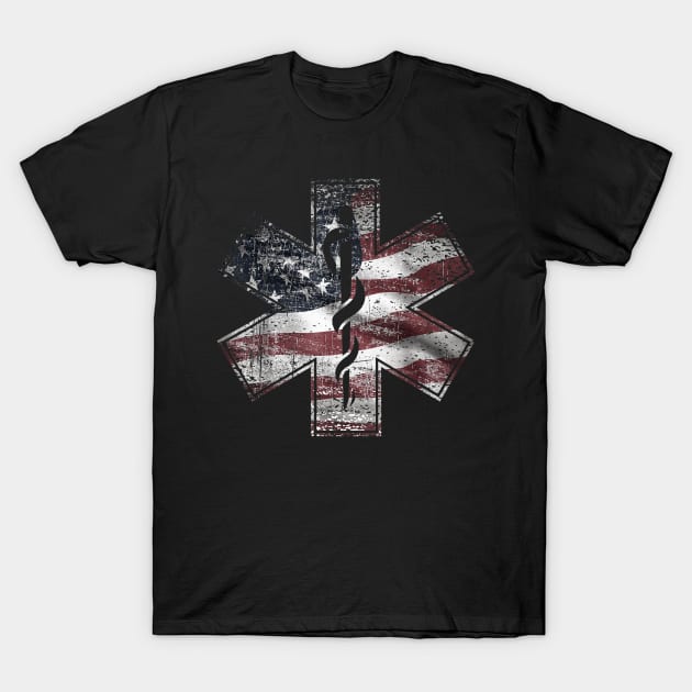 4th of July Paramedic T-Shirt EMS EMT USA American Flag Tee T-Shirt by Haley Tokey